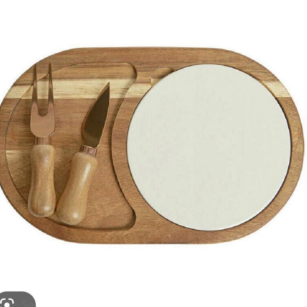 Twine Living Co. Gourmet Wood & Ceramic Cheese Board Gift Set